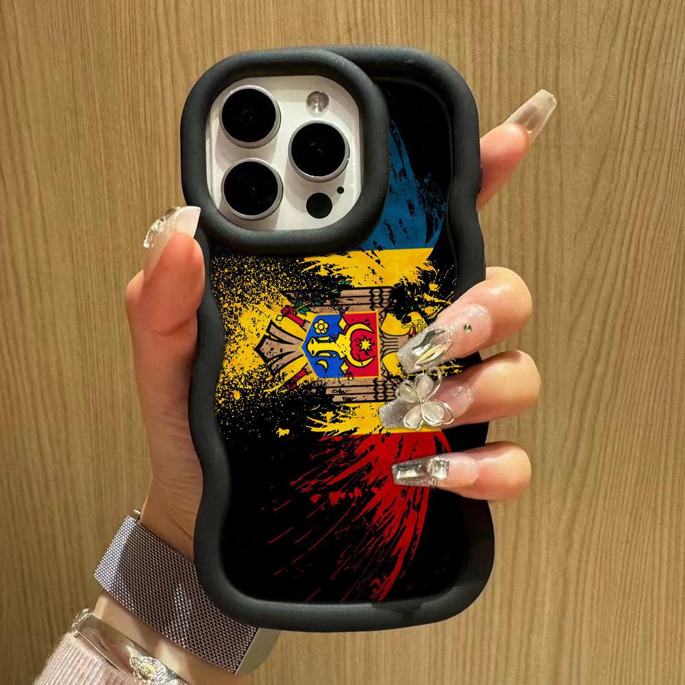 Ae94 Республика Молдова Флаг защитные чехлы для телефонов Samsung S24 Plus S23 Ultra A14 A55 A06 Honor X9b Motorola OnePlus Big Wave TPU задняя крышка