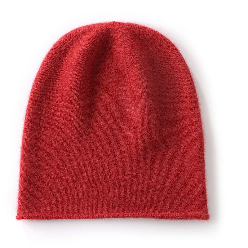 Women Knitted Hats Solid Color Rolled-up Thickened Warm Ear-protecting Cashmere Hats Autumn Winter Outdoor Wear Caps for Unisex