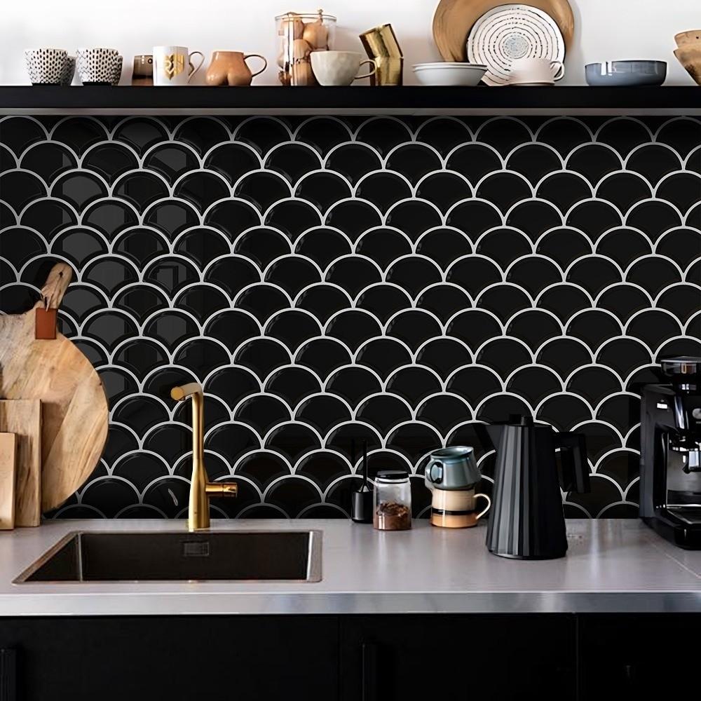 Самоклеящаяся 3D настенная плитка Рыбья чешуя ПВХ наклейка на стену Водонепроницаемая Устойчивая к плесени Кухонный фартук Для кухни Ванной