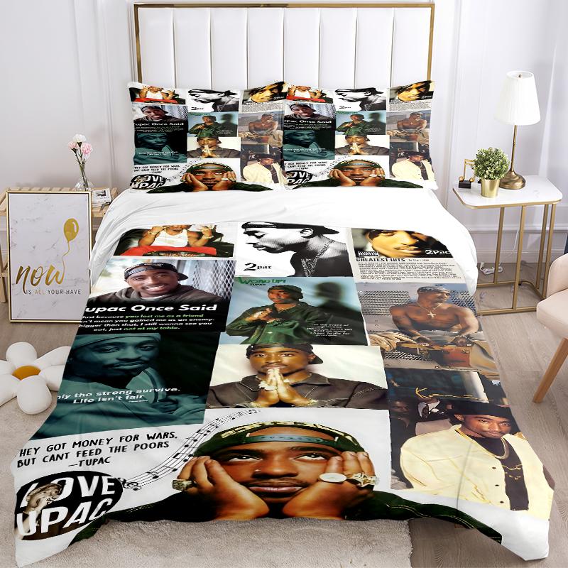 3Pcs Tupac Shakur Legacy Bedding Sets For All Sizes New 3D Printed Bed Cover Comforter Duvet Cover Pillowcase Bedroom Decoration
