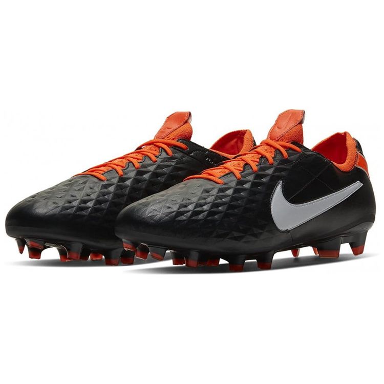 Nike Tiempo Legend 8 Elite FG Black Total Orange Мужские кроссовки Белые CI7587-018