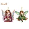 Украшение на рождественскую елку с шнурком, легко повесить 2D подвеску в виде маленькой девочки-ангела на сумку для автомобиля, брелок, украшение