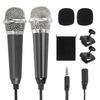 Uxcell Mini Microphone with Sponge and Drawstring Portable for Voice Video and Singing 2-Piece Cover, Holder, Bag, Karaoke, Recording, (Black)