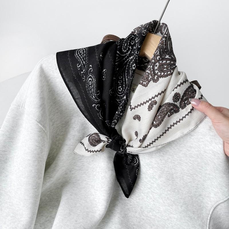 Herringbone Cashmere Blend Square Scarf Women Lightweight Vintage Print Neck Wrap 65x65cm Elegant Accessory