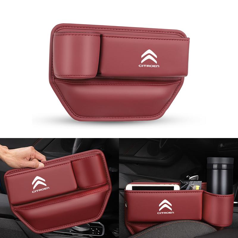 AAMZ1 New Leather Car Seat Gap Storage Box Water Cup Phone Brace for Citroen C4 C3-XR C5 Aircross C6 C-quatre Picasso C-Elysee C4L C3L