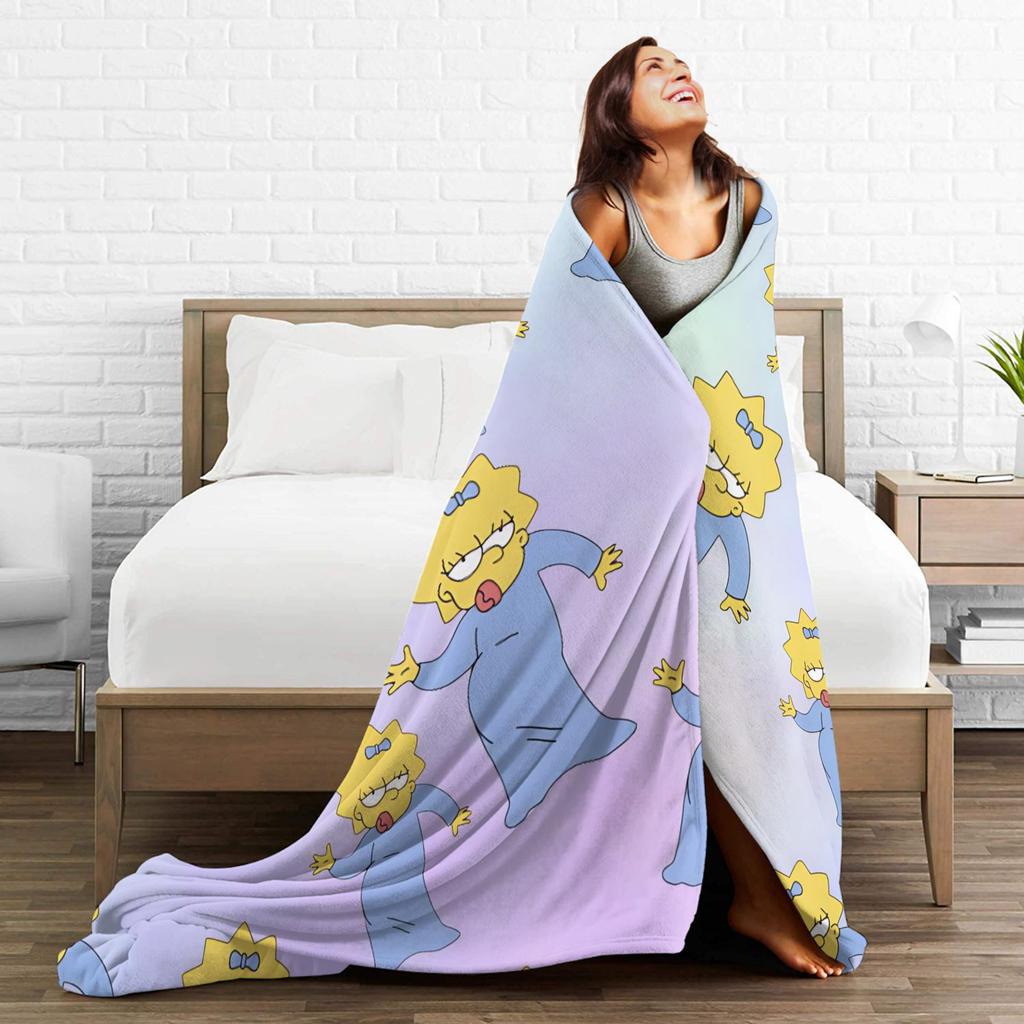 S-Simpson Blankets Flannel Autumn/Winter Multi-function Super Warm Throw Blankets for Home Travel Bedspread