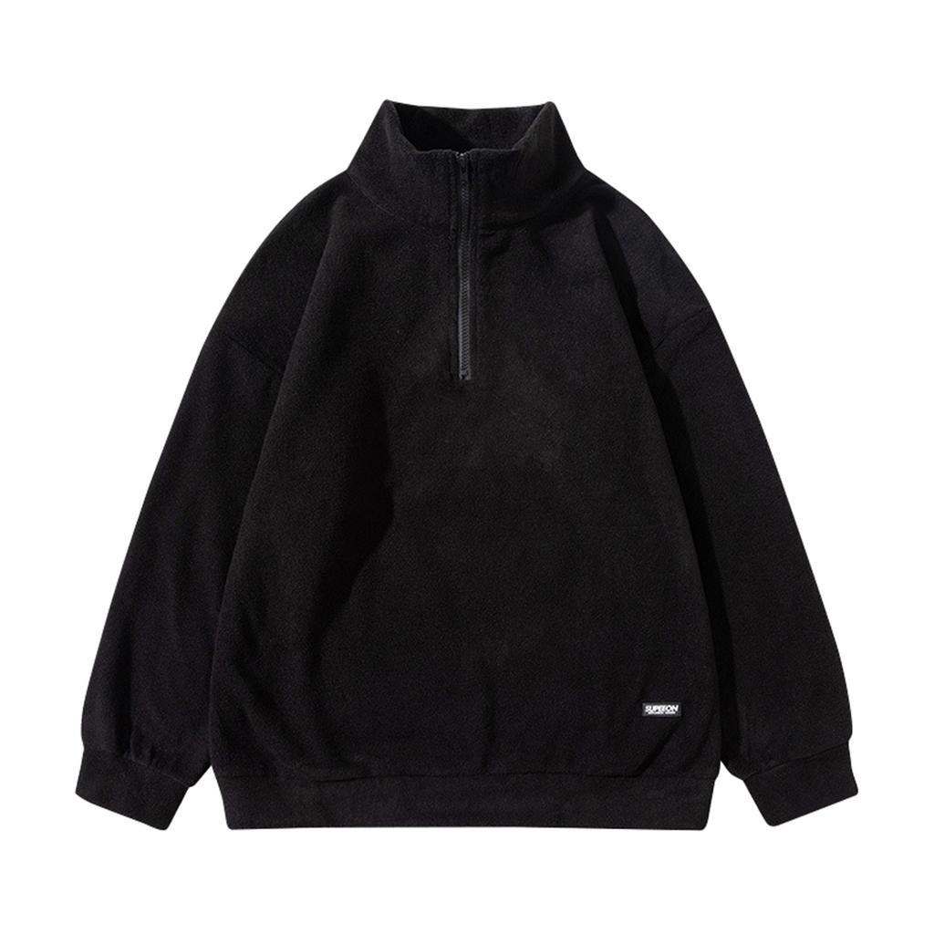 Autumn And Winter Polarfleece Sweater Embroidery Letters Zipper Stand Collar Pullover Sweater Men's And Women's Cardigan Top