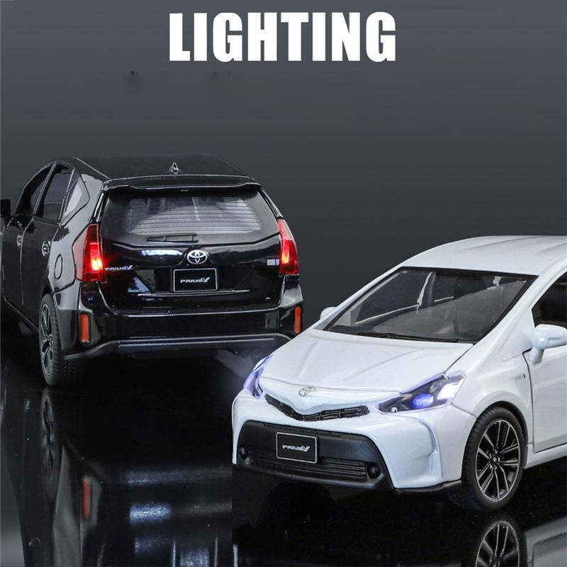 ybsdr3 1/32 TOYOTA PRIUS Alloy Car Model Diecast Metal Vehicles Car Model Sound and Light Simulation Collection Childrens Toy Gift