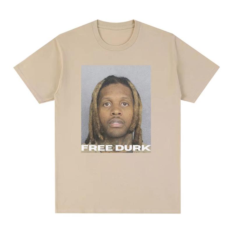 БЕСПЛАТНАЯ ФУТБОЛКА DURK Графические футболки Lil Durk Унисекс Женская одежда Модная Винтажная футболка Повседневная Уютная Хлопковая Оверсайз Футболки