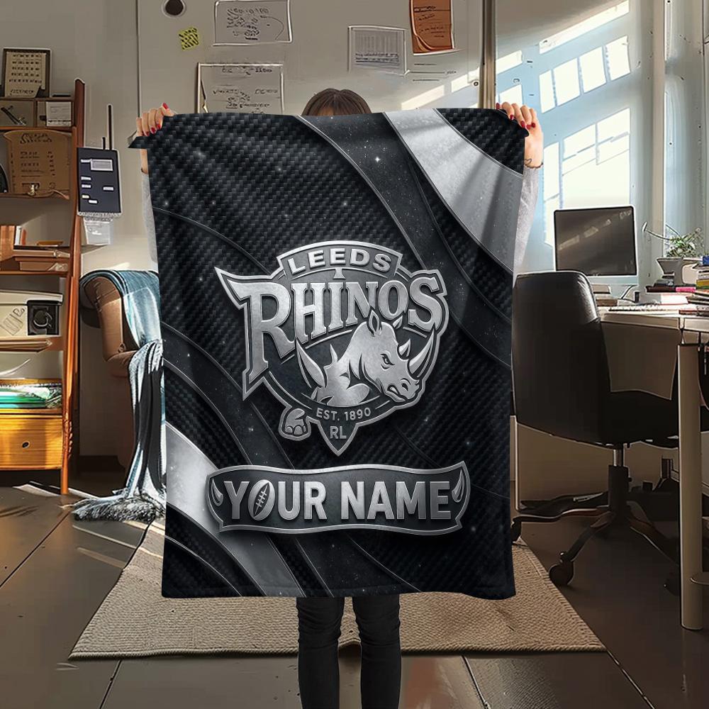 Custom Name Leeds Rhinos2 Flannel Blanket, High quality Comfortable for All Seasons, Home Decor, Warmth and Comfort