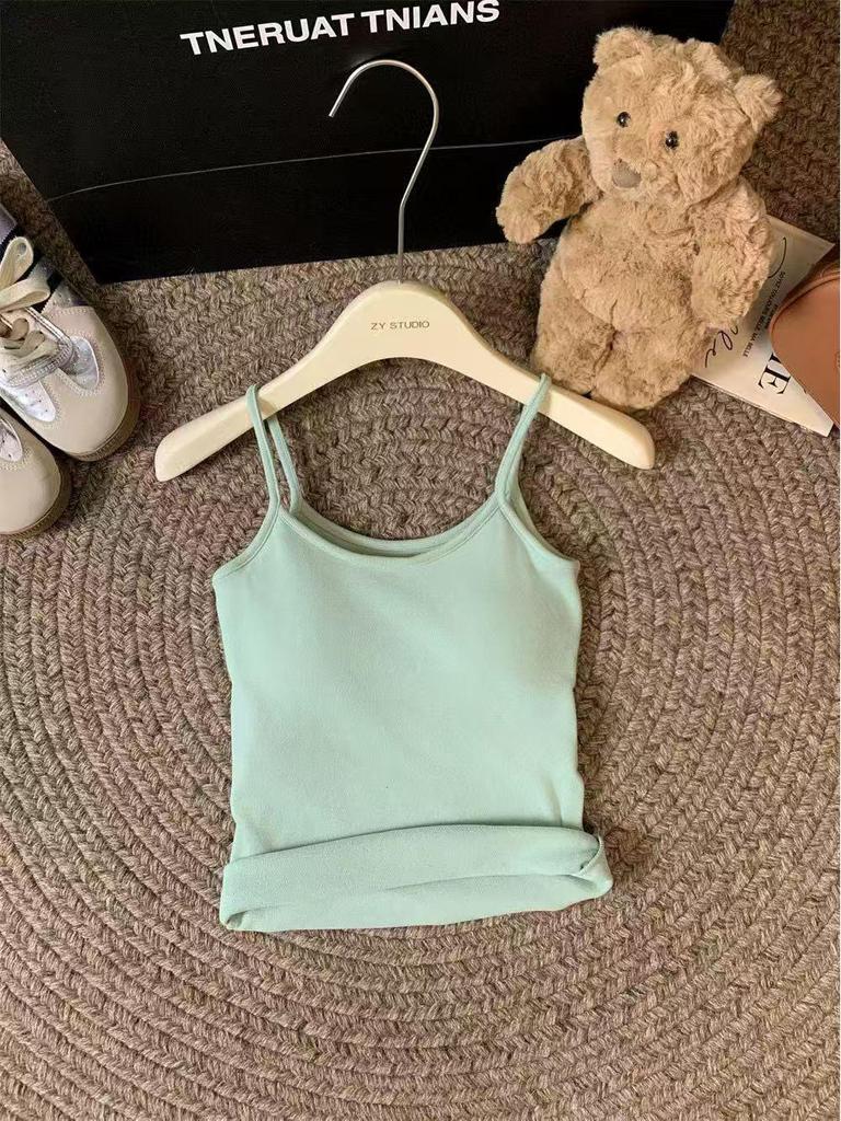 Шикарный бархатный зимний топ-майка с U-образным вырезом, на тонких бретелях и с подкладкой