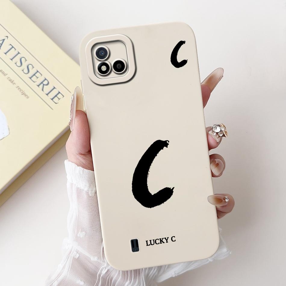 Для Realme C11 (2021) Счастливый чехол для телефона с первой буквой для Realme C11 2021 2020 RMX3231 RMX2185 Мягкий силиконовый противоударный чехол
