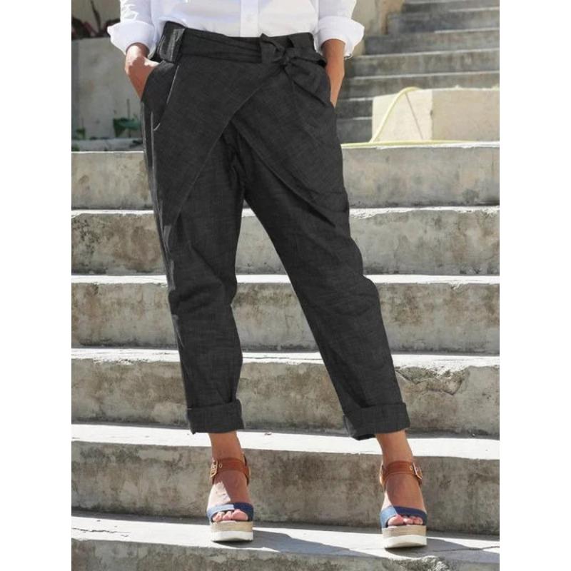 Женские брюки с индивидуальным бантом, длинные брюки