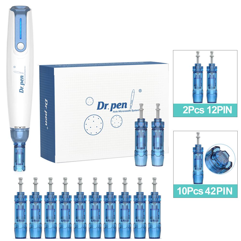 Dr.Pen A9 Авто Микро Игла Ручка Дерма Ролик Иглы Для Микронидлинга Мезотерапия MTS Уход за Кожей Красоты Устройство С 12 Шт. Картиджами