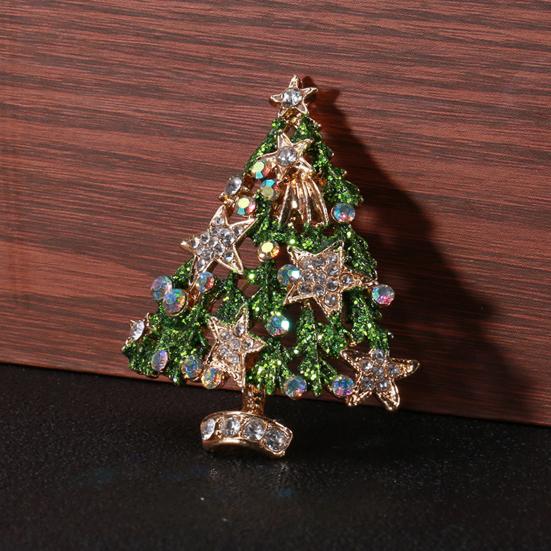 Рождественская брошь со стразами, портативные антикоррозийные ювелирные изделия, устойчивые к коррозии, высококачественная блестящая форма рождественской елки