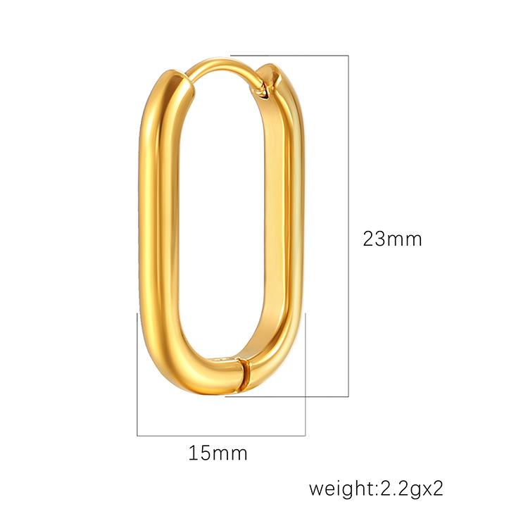 Геометрические овальные серьги из нержавеющей стали, трехмерные гидравлические титановые стальные серьги из 18-каратного золота, универсальные украшения для ушей
