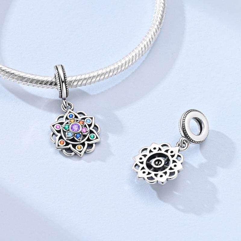 Original 925 Sterling Silver Charm Bead Rotatable Lotus Pendant Fit Original Bracelet Necklace For Women DIY Jewelry Gift