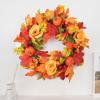 18-дюймовый осенний венок для входной двери, осенний венок из кленовых листьев с искусственными тыквами и ягодами для фермерского дома, Дня благодарения, Хэллоуина, Праздника урожая