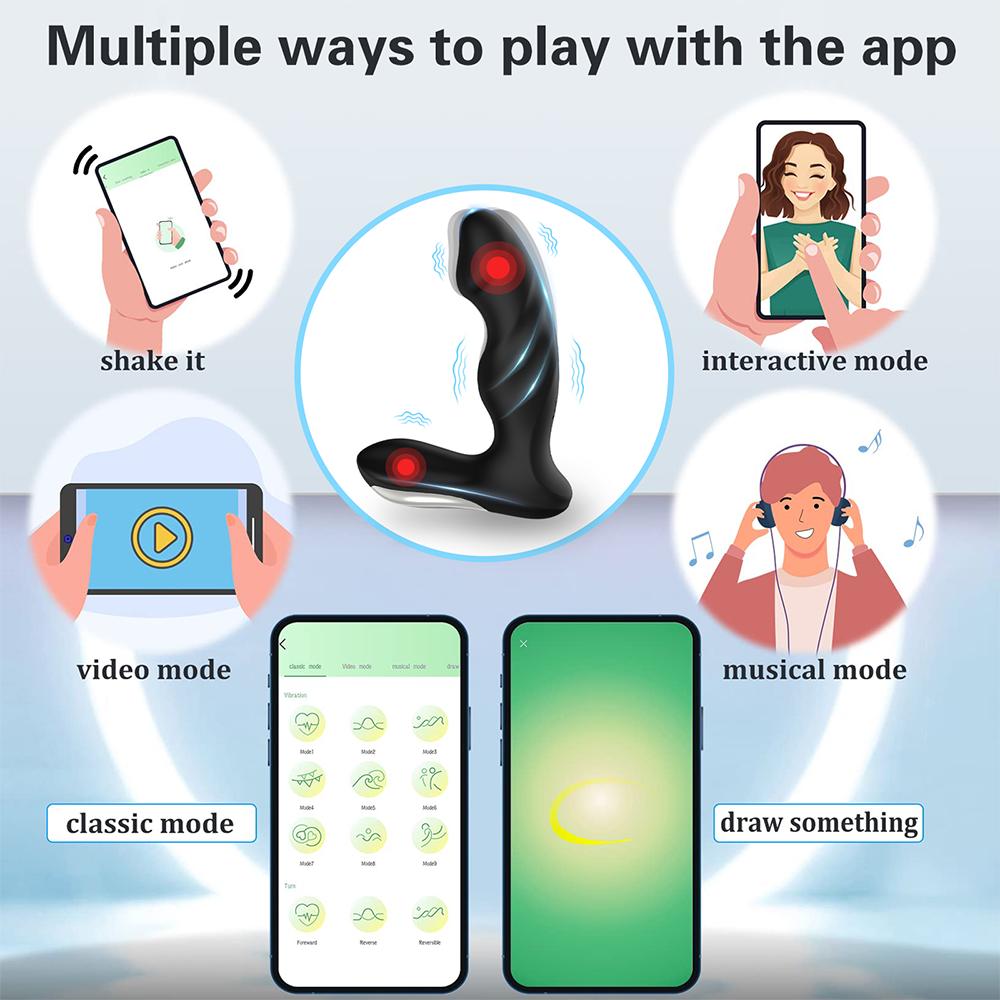 Мужской массажер простаты анальная пробка вибратор для мужчин управление через приложение двойной вибрирующий анальный плаг стимулятор промежности секс-игрушка для пар