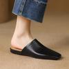 Fashion 2025 Summer Women Shoes Square Toe Flat Shoes Slippers Fashion Cowhide Leather Shoes for Women Casual Mules for Women Sandals