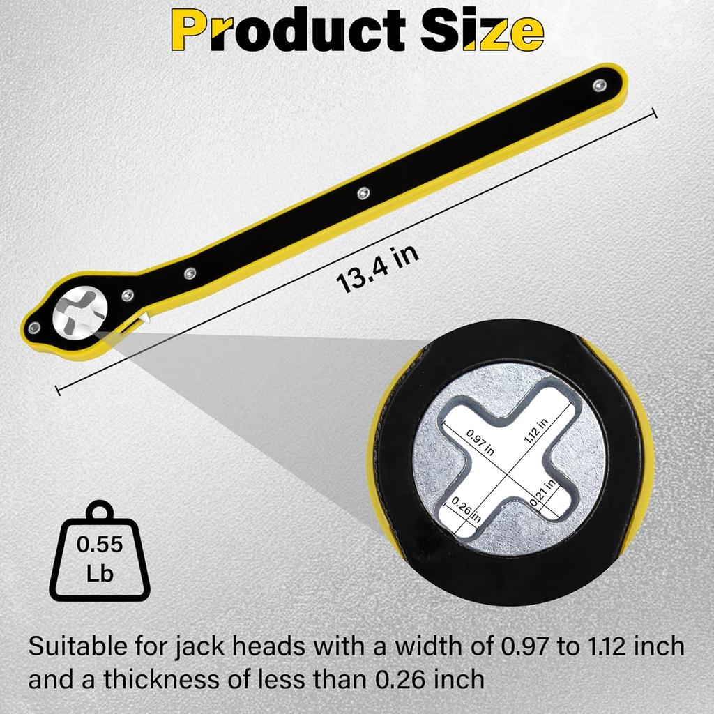 Car Jack Ratchet Wrench, Labor-Saving Tire Jack Handle, Scissor Jack Adapter For Car With Long Handle, 360° Swivel Tire Wheel Lug Wrench For