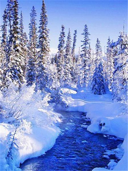 Полный квадратный круглый набор для алмазной живописи Дерево Снег Домашний декор Вышивка Мозаика Зимний пейзаж Настенное искусство