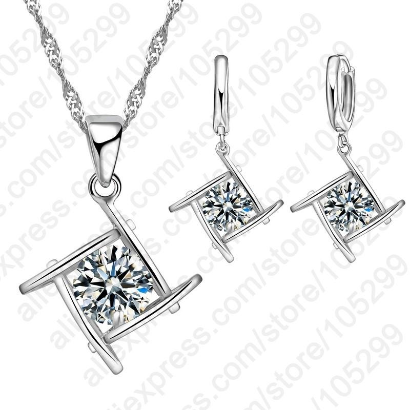 Hot Sale Genuine 925 Sterling Silver Hollow CZ Pendant Jewely Sets For Women Girls Classic Birthday Jewelry Gifts
