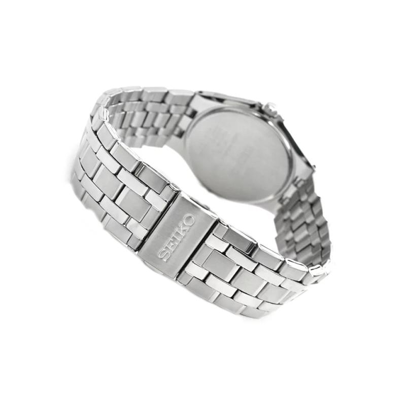 Seiko Водонепроницаемые 50 метров Кварцевые Стальной Ремешок Единый стиль для Мужчин и Женщин Белый Циферблат SCXP021