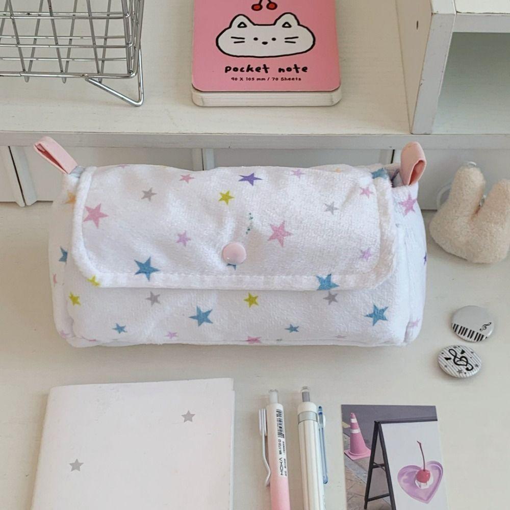 Printed Pencil Storage Bag Large Capacity Zipper Stationery Pouch Back To School