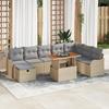 9-Piece Garden Sofa Set with Beige Cushions In Poly Rattan, 2-Seater Garden Sofa with Cushions 3359955