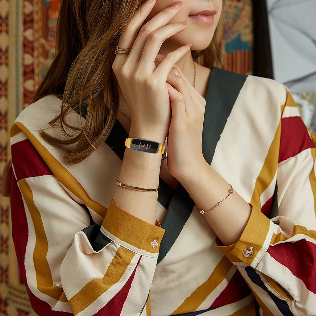 Ремешок для умных часов для Fitbit Inspire 3 из нержавеющей стали, магнитный миланский металлический сетчатый ремешок