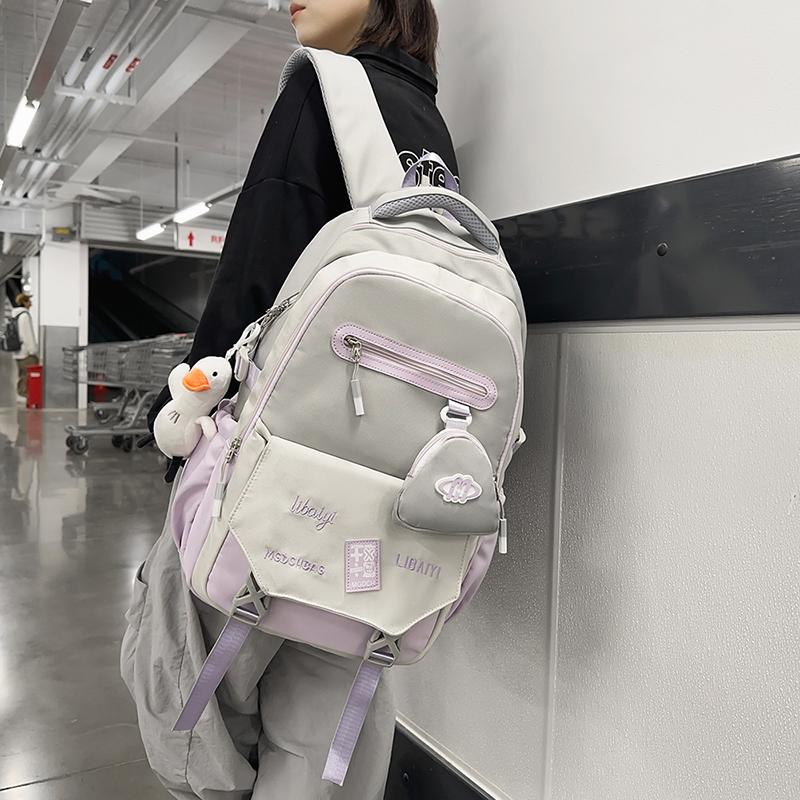 Школьный рюкзак для средней школы, женский, большой емкости, цветной мужской рюкзак для компьютера с кошельком для монет