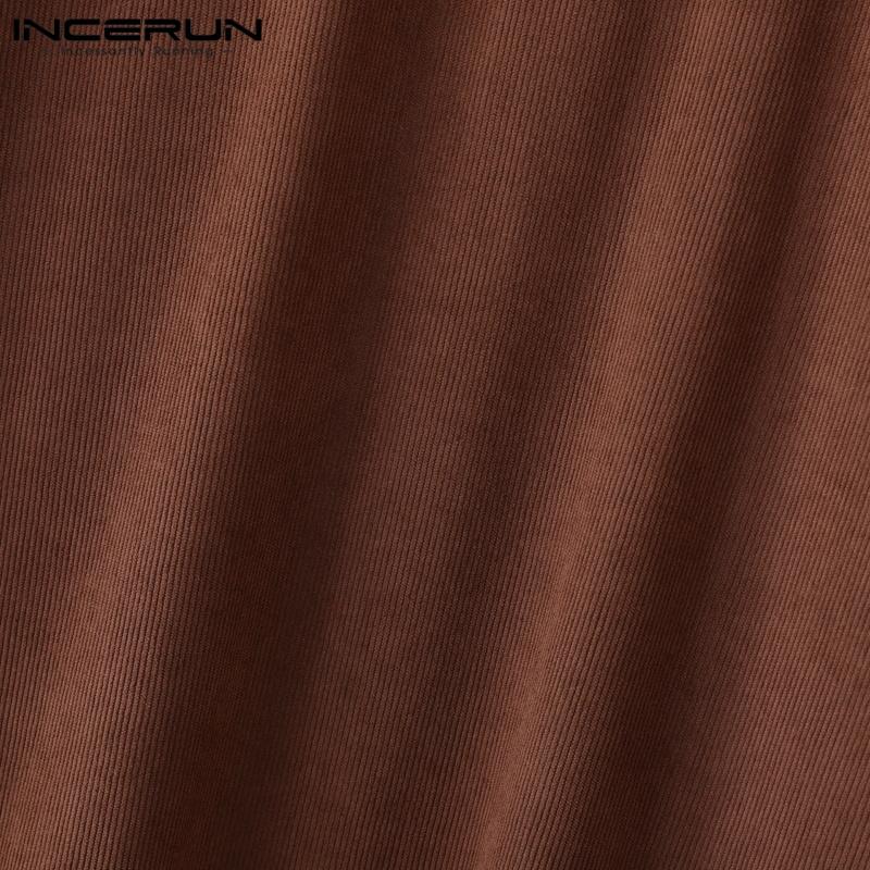 INCERUN Men Short Sleeve Hollow Patchwork Zip-up Casual Loose T-shirts