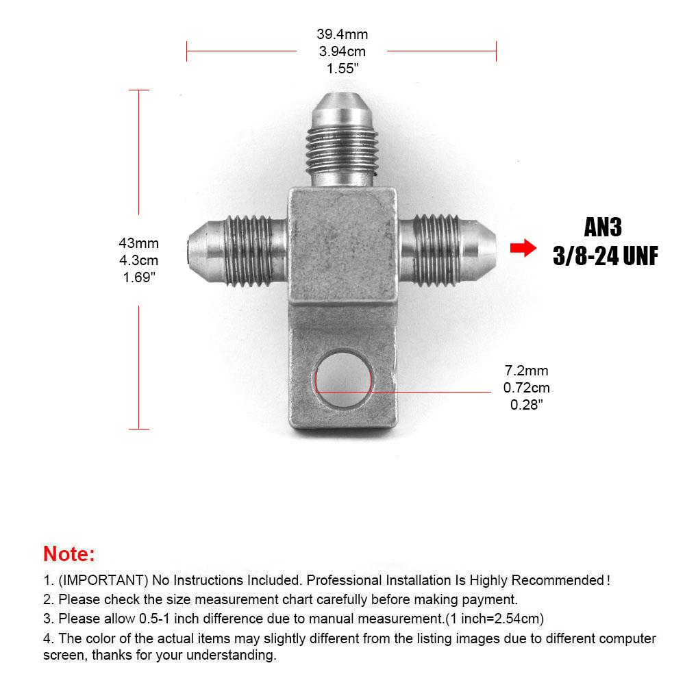 Stainless Steel AN3 to M10x1 Banjo Bolt Fitting For Motorcycle Motor Bike Scooter Hydraulic Brake Hose Line