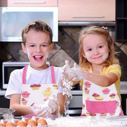 Детский фартук Pknoclan для девочек, Милый детский фартук с регулируемой шейной лямкой и карманами, 100% хлопок, Легко надевать и снимать, Идеально подходит для выпечки, C