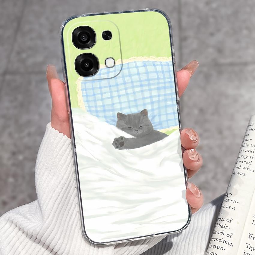 Для Oppo A6 Pro A6x A5x K13 Realme 15X C85 V70 V70s CT 7 7T 8 Чехлы для телефонов Красивые узоры Сакура Бабочки Корпус Мягкий силикон ТПУ Прозрачный корпус