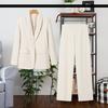 Yousheng 2 шт./комплект женский офисный наряд с лацканами длинный рукав одна пуговица костюм пальто высокая талия длинные брюки комплект деловой рабочей одежды