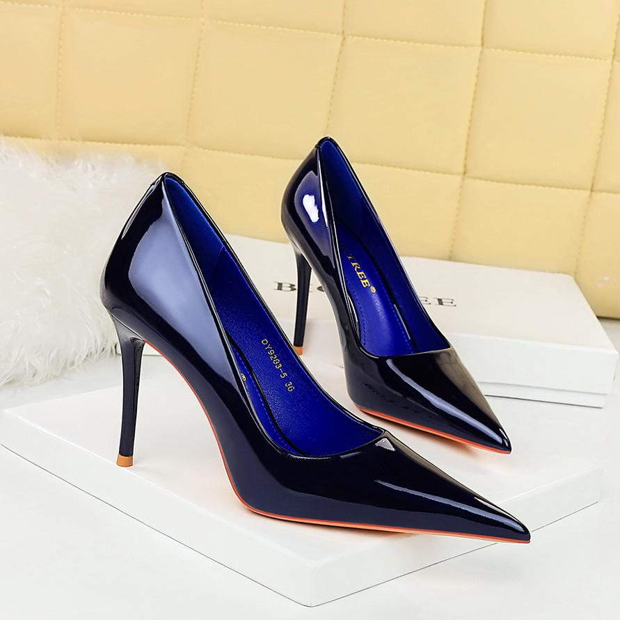 Европейская и американская мода, простые туфли из лакированной кожи на тонком высоком каблуке с острым носком, женские туфли на одинарном каблуке, женские туфли на высоком каблуке