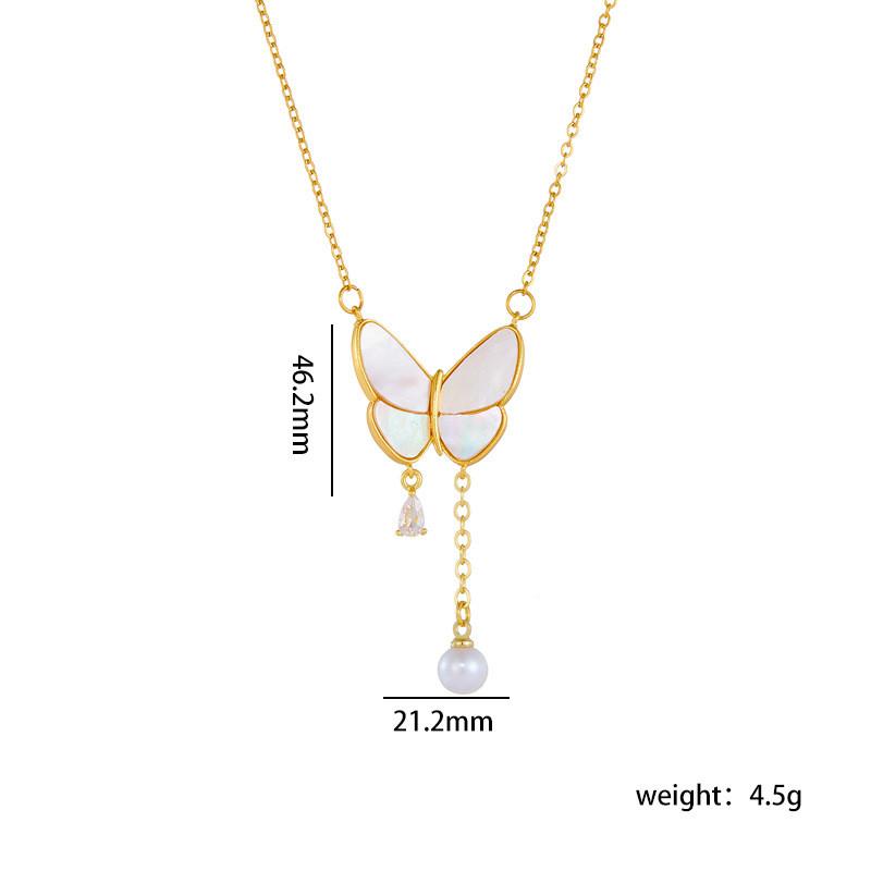 High Grade Butterfly Zircon Tassel Pendant Necklace Stainless Steel Fashion Geometric Choker Jewelry Party Gifts For Women Girls