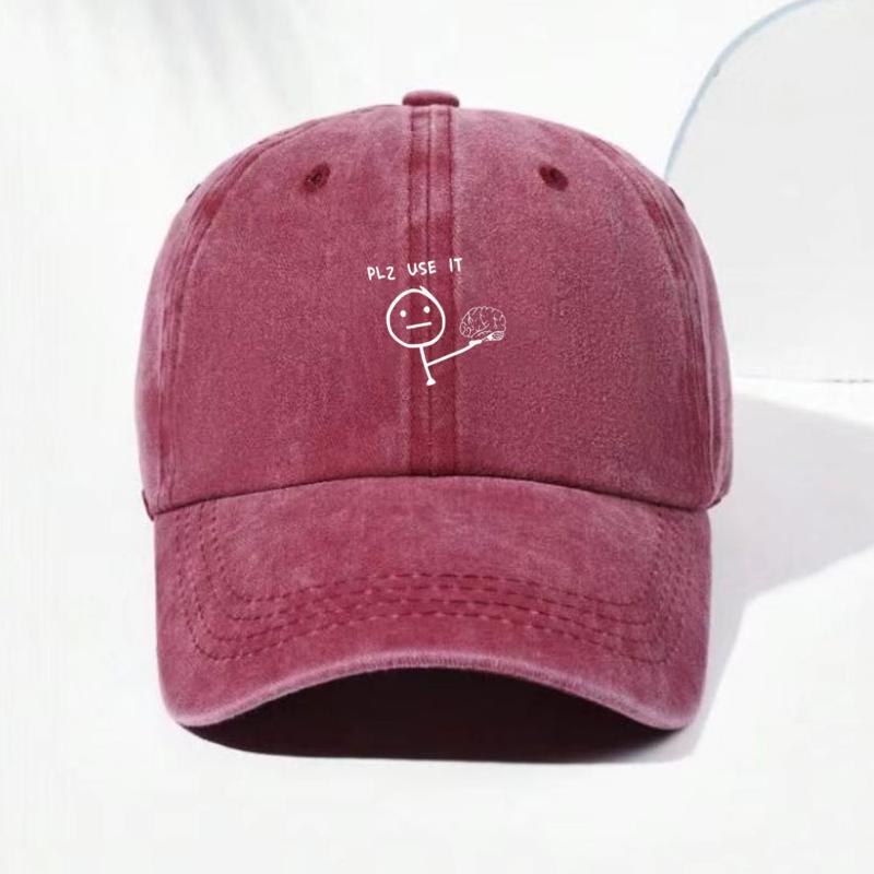 Customize Humorous Fun Figure Vintage Washed Cotton Baseball Cap Adjustable Distressed Trucker Hat For Men Women Creative Thinking Cap