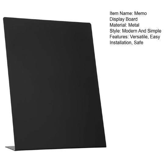 L-Shaped Metal Memo Board Magnetic Surface Desktop Display Stand for Notes Photos Multi-Purpose Organizer for Office Home Use