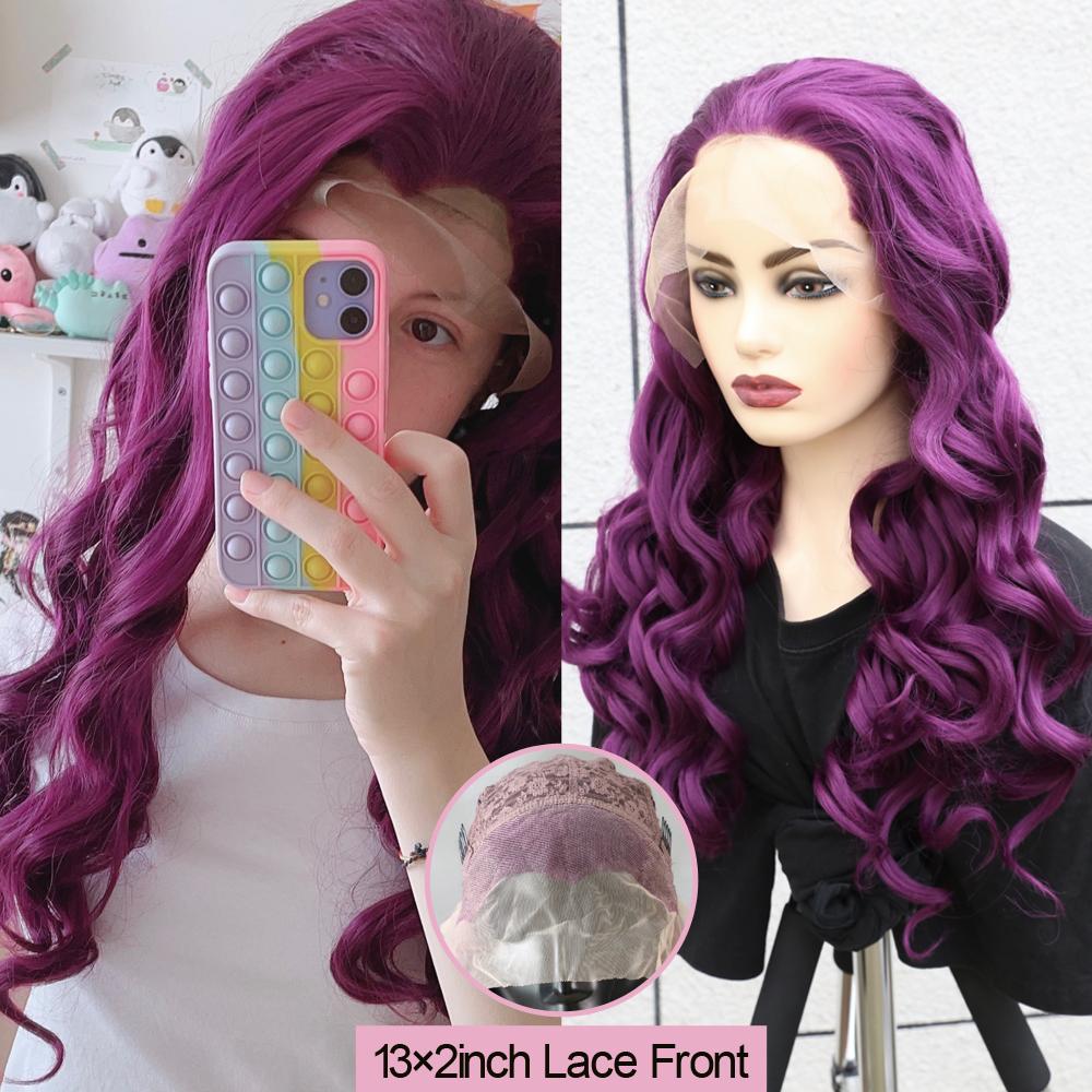 Sivir синтетический фиолетовый кружевной бразильский парик длинные прямые парики для женщин средняя часть волос вечерние/ежедневные/косплей термостойкое волокно