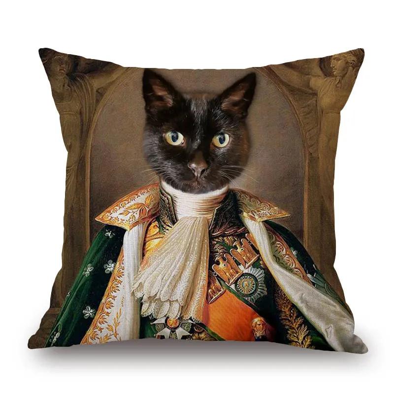 Европейская королевская королева Кошка Портрет Животные Ручная роспись Чехлы для подушек Декоративные подушки для дивана Подушки