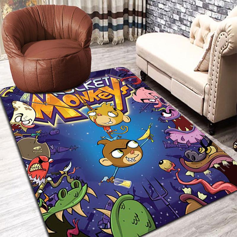 Rocket Monkey space adventure Rug Floor Mat for Living Room or Bedroom Soft and Comfortable Carpet a Gift for Birthday and Holiday.ZFF0913226