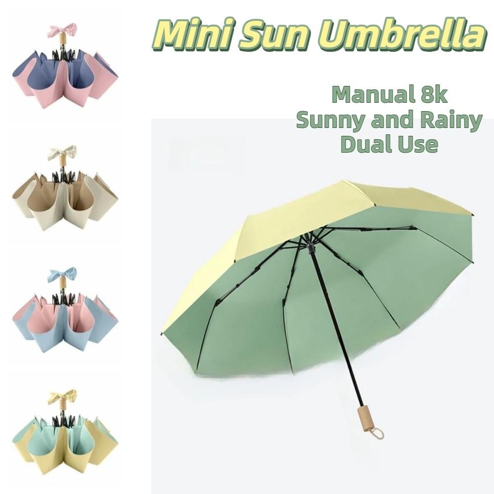 UV Protection Color Glue Umbrella Thickened UPF 50+ Mini Sun Umbrella Windproof All-weather Rain or Shine Hand Operated Parasol