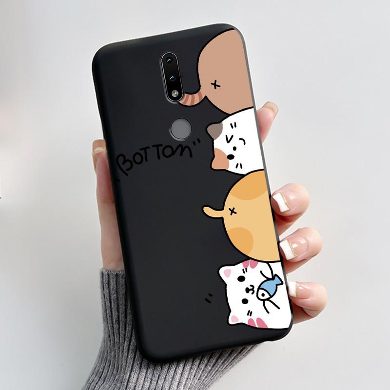Cute Case For Nokia 4.2/Nokia 3/Nokia 3.1/Nokia3.2 Funda Capa Printing Shell Protective Cover Soft Silicone Cartoon Black Casing
