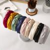 Female Bezel Head Silk Headband for Women Solid Color Wide Hair Hoop Hairband Cross Knot Hair Band Headbands