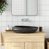 VidaXL Countertop Basin, Bathroom Sink with Drain Hole, Washbasin with Patterns Toilet Bathroom, Grey and Black 155091