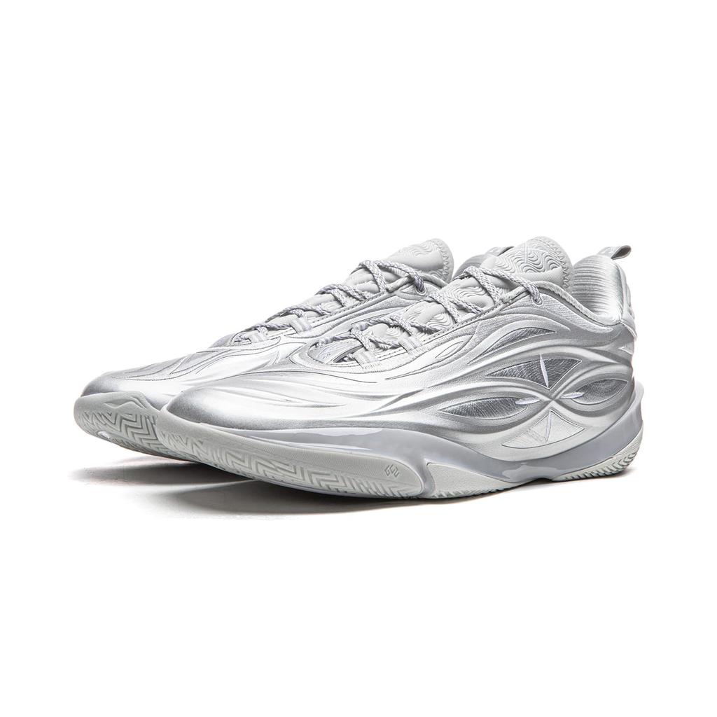 Li Ning Амортизация Противоскользящие Износостойкие Дышащие Упругий Хват Низкие Баскетбольные Кроссовки Мужские Серебристые ABAV045-15