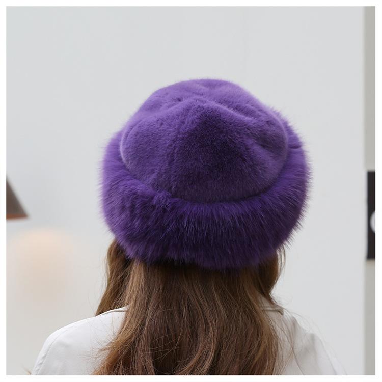 Шапка зимняя новая утолщенная теплая искусственный мех мода простой берет принцесса шапка имитация норки монгольская шапка женская шапка